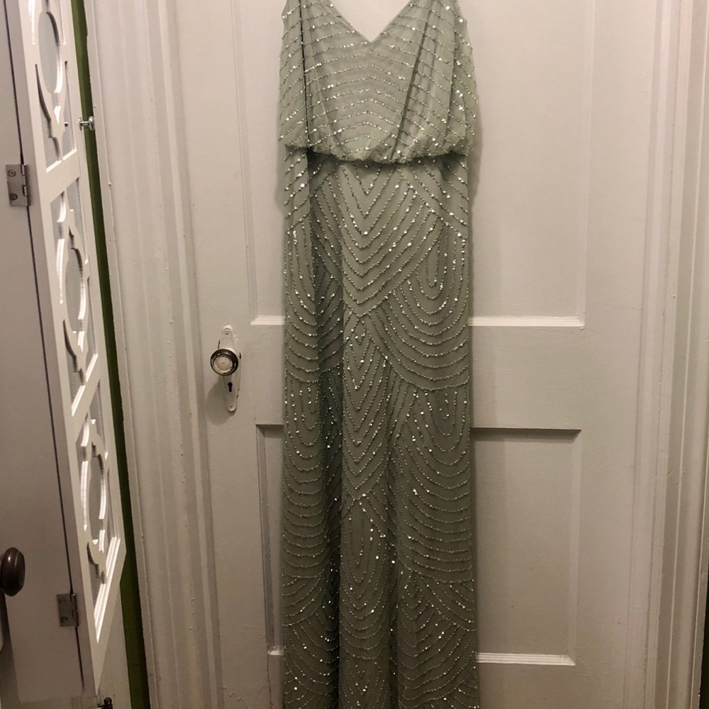 Adrianna Papell Art Deco Blouson Beaded Gown